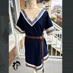 handmade blue unisex viking tunic LARP costume cosplay fantasy medieval celtic